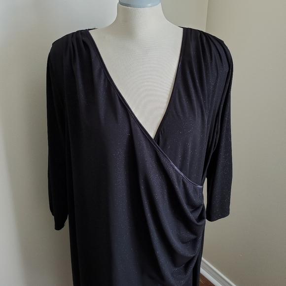 Penningtons V-Neck Trim Wrap Sparkly Dress Size 1X - Picture 2 of 11